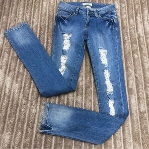 White Label WAX Jeans of Los Angeles Distressed Skinny Blue Jeans Size 24”